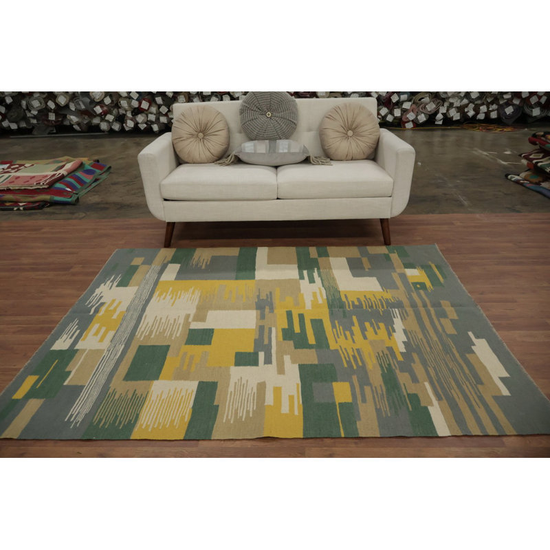 Tapis turc géométrique tissé à la main 5 x 7