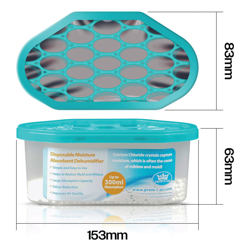 MOISTURE DEHUMIDIFIER 500ML, 6.30cm H x 15.30cm W x 8.50cm D