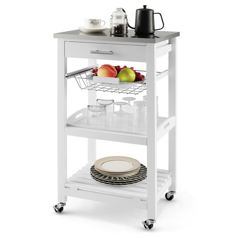 Maniteau Kitchen Cart, White/Gray