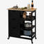 Chariot de cuisine roulant Nashley, chariot de service de bar, chariot compact sur roulettes avec plateau en bois, tablettes et tiroirs pour la salle à manger à domicile-1903903411