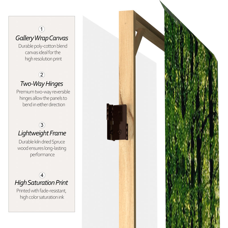 70.88" x 63" Double Sided Path of Life 4 Panel Room Divider, 71" H x 96" W x 1 "D