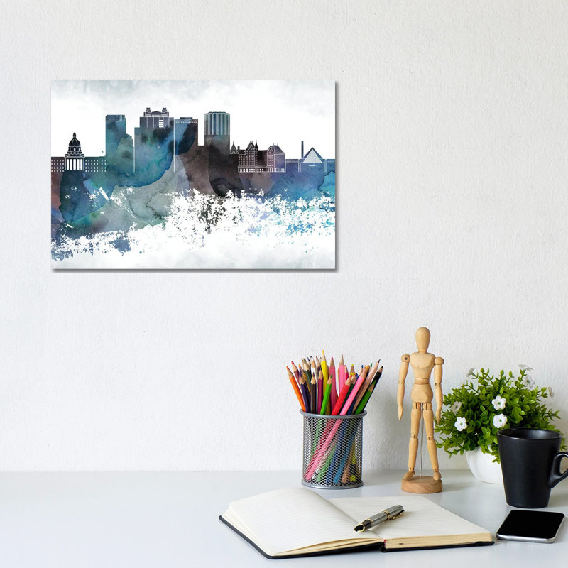 Edmonton Bluish Skyline by WallDecorAddict - Wrapped Canvas Print, 20.32 cm H x 30.48 cm W