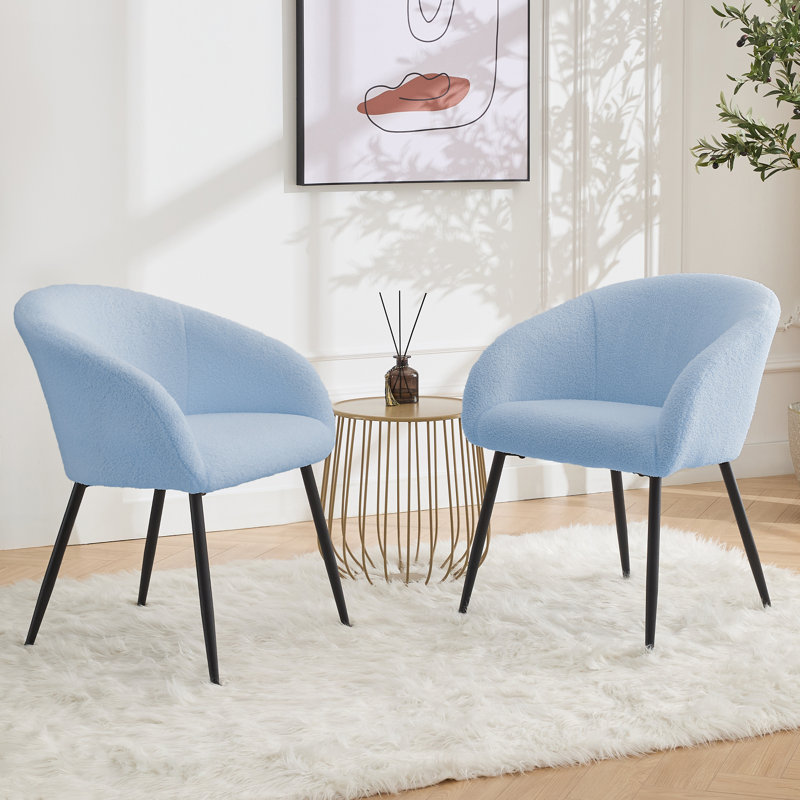 Joshpal 24.5” occasional chair, Noir, Bouclé ivoire