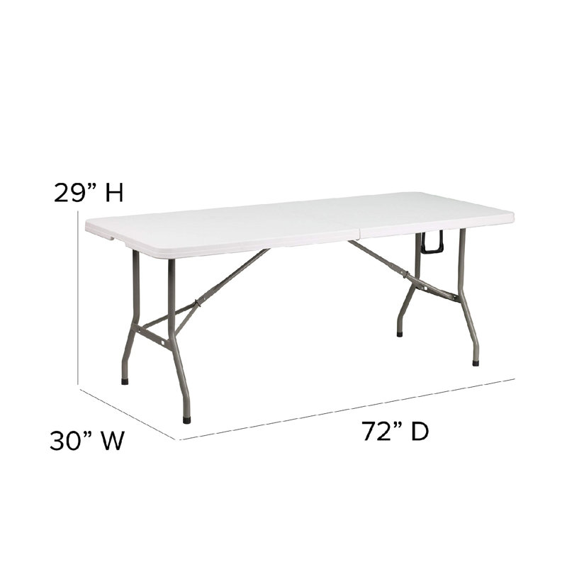 6" Rectangular Plastic Folding Event Table, Portable Banquet Table For Indoor/Outdoor Events, White