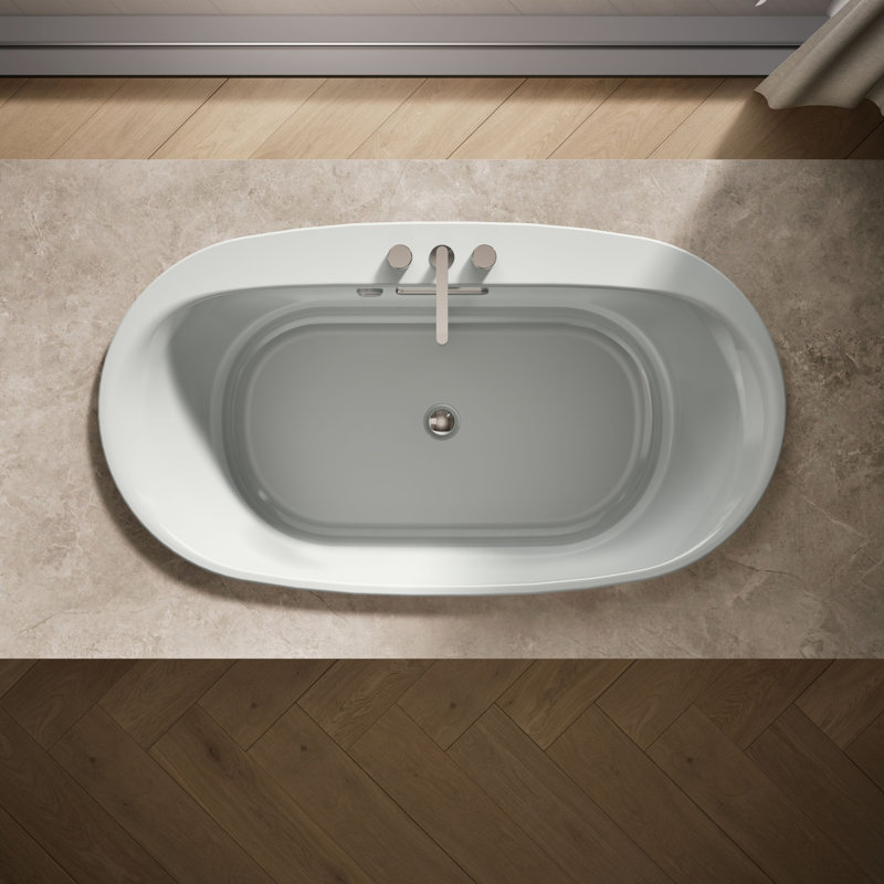 Underscore Oval 66" x 36" Heated Bubblemassage Air Bath with Center Drain, Thunder Gray