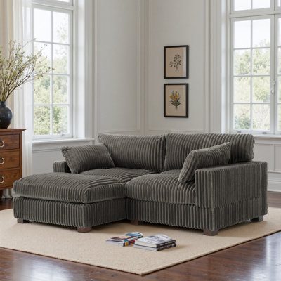 Canapé modulaire réversible en flanelle de fourrure de lapin 2 pièces 2 pièces