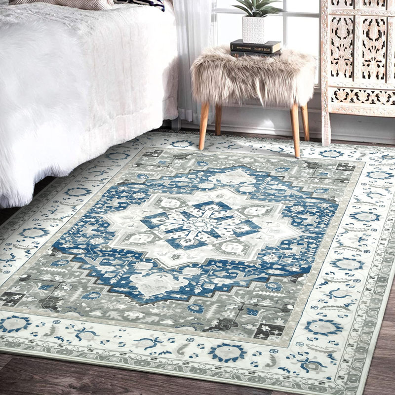 Rectangle 160 cm x 230 cm Floral Washable Area Rug