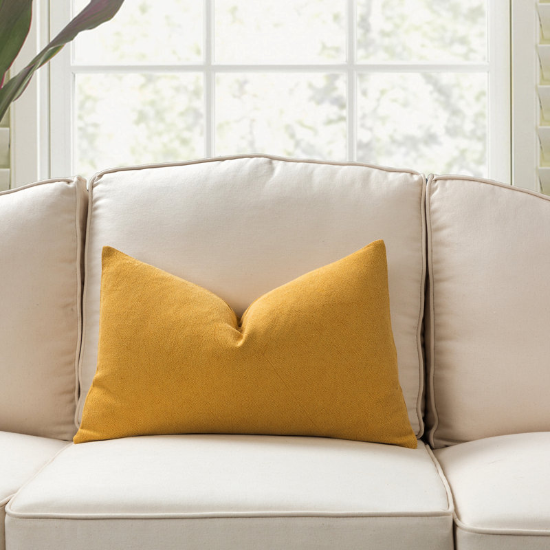 SEATTLE SOLID Linen Throw Pillow, Yellow