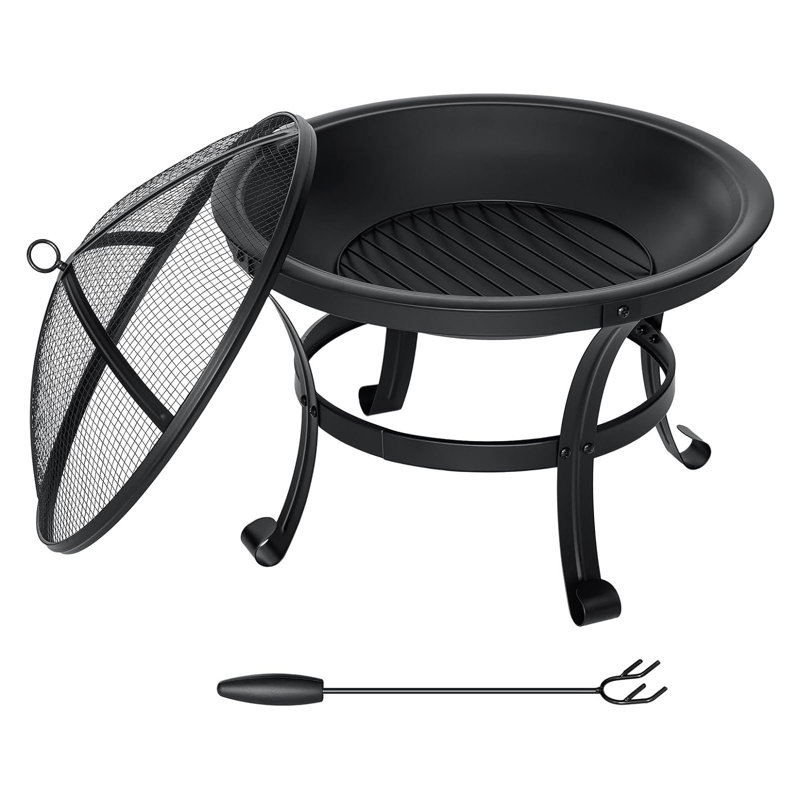 Petit foyer d'extérieur au feu de bois en acier DIDADI 22 pouces avec pare-étincelles, grille à bûches, tisonnier, pour le patio