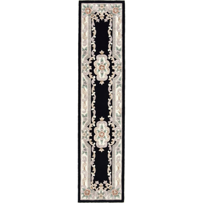 Aubusson Traditional Black Area Rug