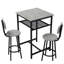 Table de bar à hauteur de comptoir avec 2 tabourets gris, et fonction pliable, structure stable, convient aux repas rapides de 3 po gris, avec tabourets, structure en fer de surface, pubs idéales pour les réunions de famille
