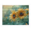 «Rain Washed Sunflowers I» - Art mural en bois tournesols - sur bois de pin naturel-1259931820