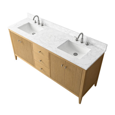 Meuble-lavabo double 72 po avec plateau en marbre