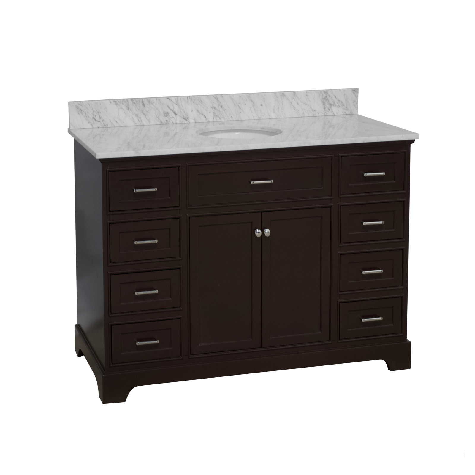 Ronnie 60'' Single Bathroom Vanity, Chocolate, Carrara Marble