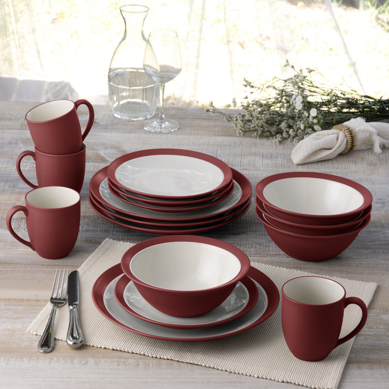Service de table 16 pièces pour 4 personnes Noritake Colorwave Curve, Framboise