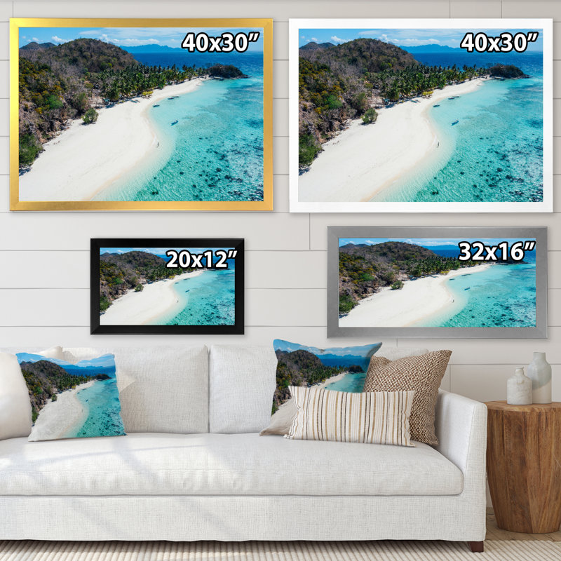 Plage tropicale aux Philippines - Photographie sur toile, Cadre de coin argenté fermé, H 30 po x l 40 po