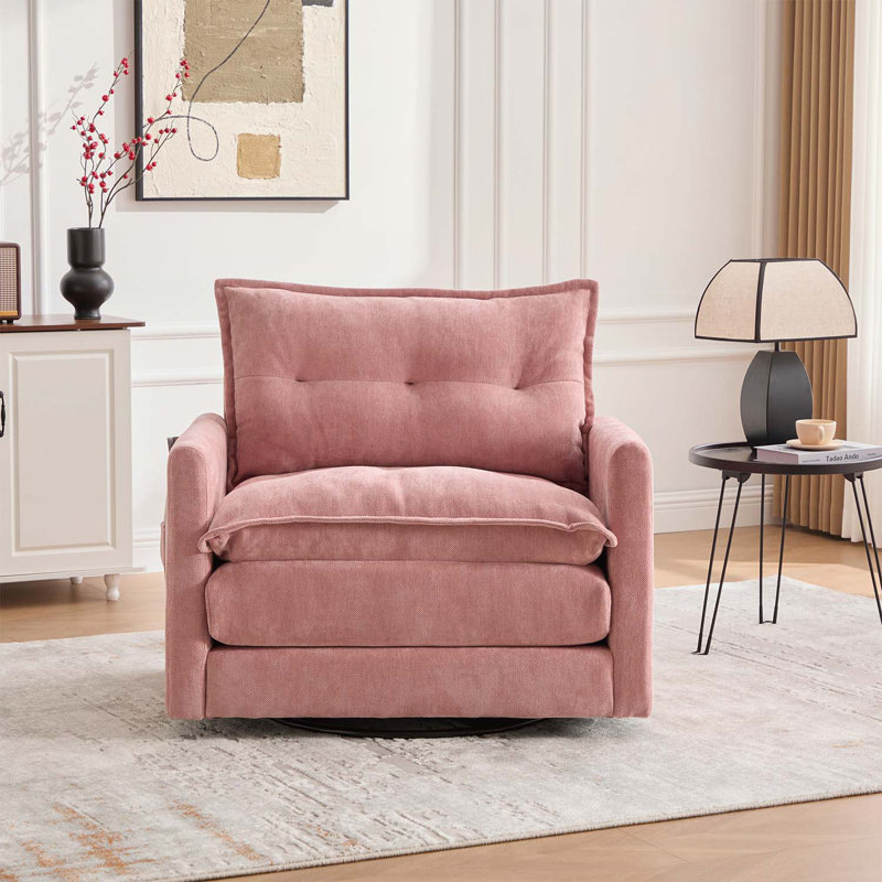 Fauteuil demi-tonneau pivotant de style Mid-Century moderne, Rose