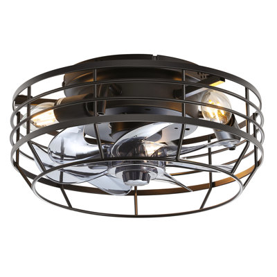12 Inch Ceiling Fan With Light- Low Profile Enclosed Bladeless Fan Light, Flush Mount Ceiling Fan With Remote, 6 Speeds & Timer, Modern Quiet Fan For Small Room Bedroom Kitchen