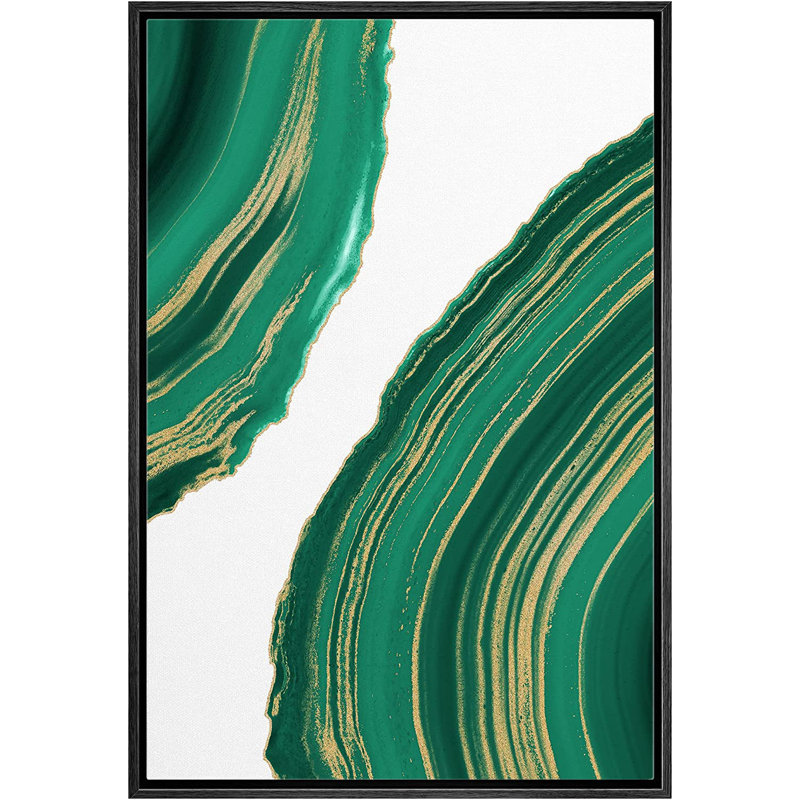 Ring Ring Abstract Shapes Illustration - Peinture sur toile à cadre flottant, H 24 po x l 16 po x P 1,5 po, Noir