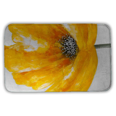 Beautiful yellow flower Bath Mat with Non-Slip Backing - Quick Dry Memory Foam Bathroom Rug - Absorbent - Modern Plush Spa-Style - Machine Washable