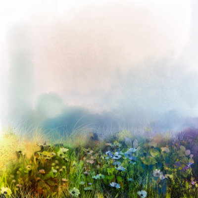 Abstract wildflowers 1 Piece Wrapped Canvas Painting