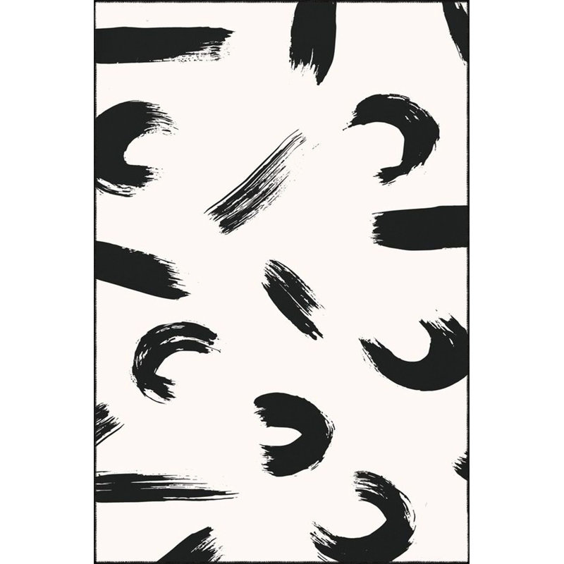 Tapis noir lavable à motif tacheté, Sous-tapis rectangulaire de 3 pi 3 po x 6 pi 7 po 