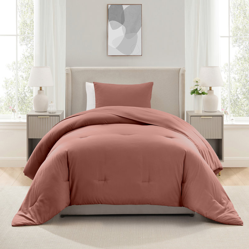  ensemble d'édredon en microfibre douce 2 pièces avec taie décorative, Sienne brûlée