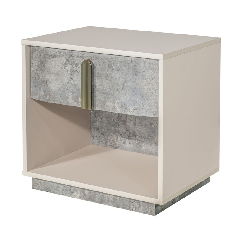 Pavira 1-Drawer Nightstand With LED Lights - Stone