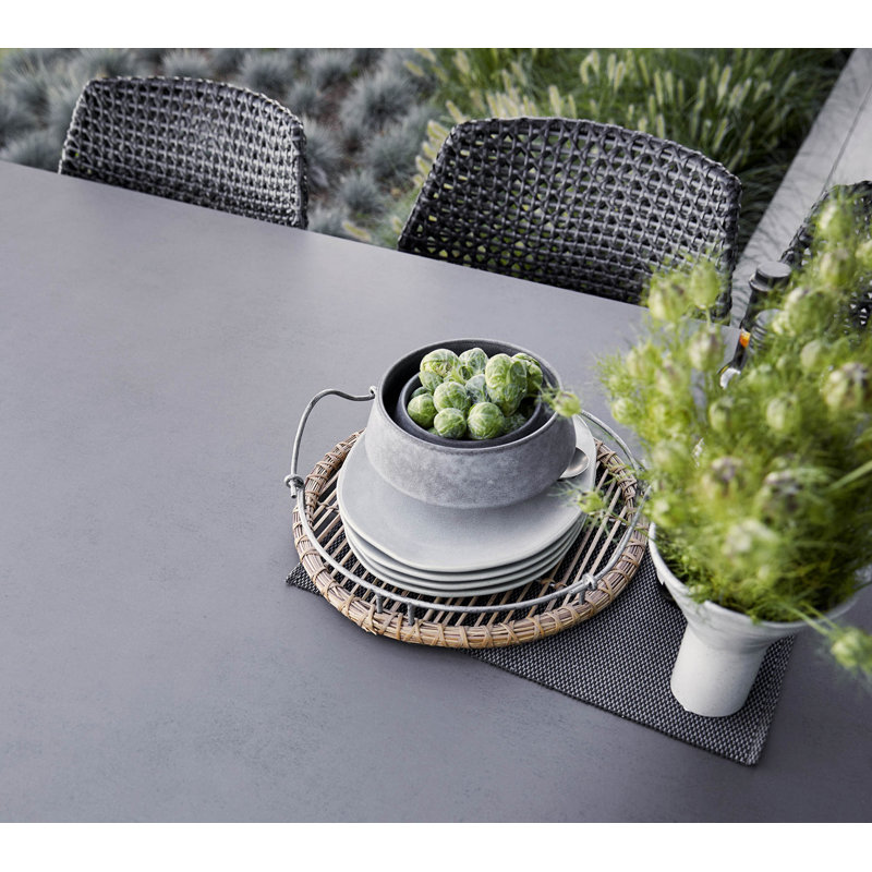 Drop Outdoor Dining Table, 39.4" W x 78.8" L x 29.2" H, Light Gray, Nero Black