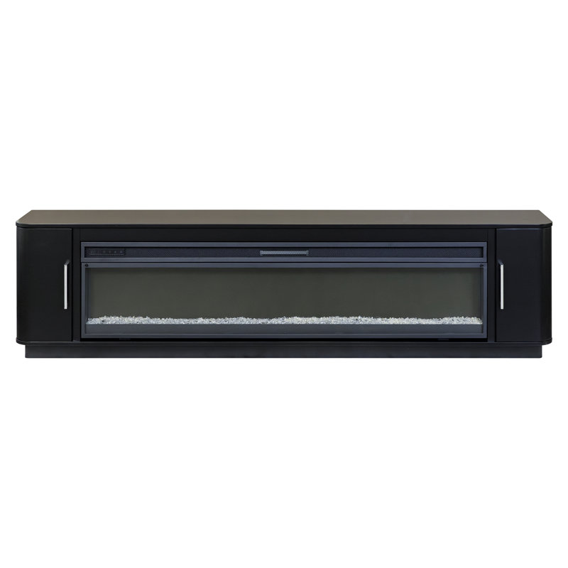 Console de foyer Jaclynn, meuble télé, meuble télé, entièrement assemblé, Noir, H 24 po x l 96 po x P 15 po
