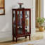 Cabinet Curio avec tablettes réglables, panneau arrière en miroir et portes en verre trempé-802073047