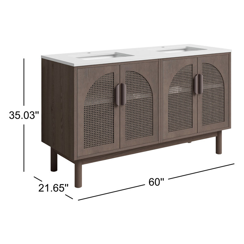 Nara 60" W Double Vanity, Brown