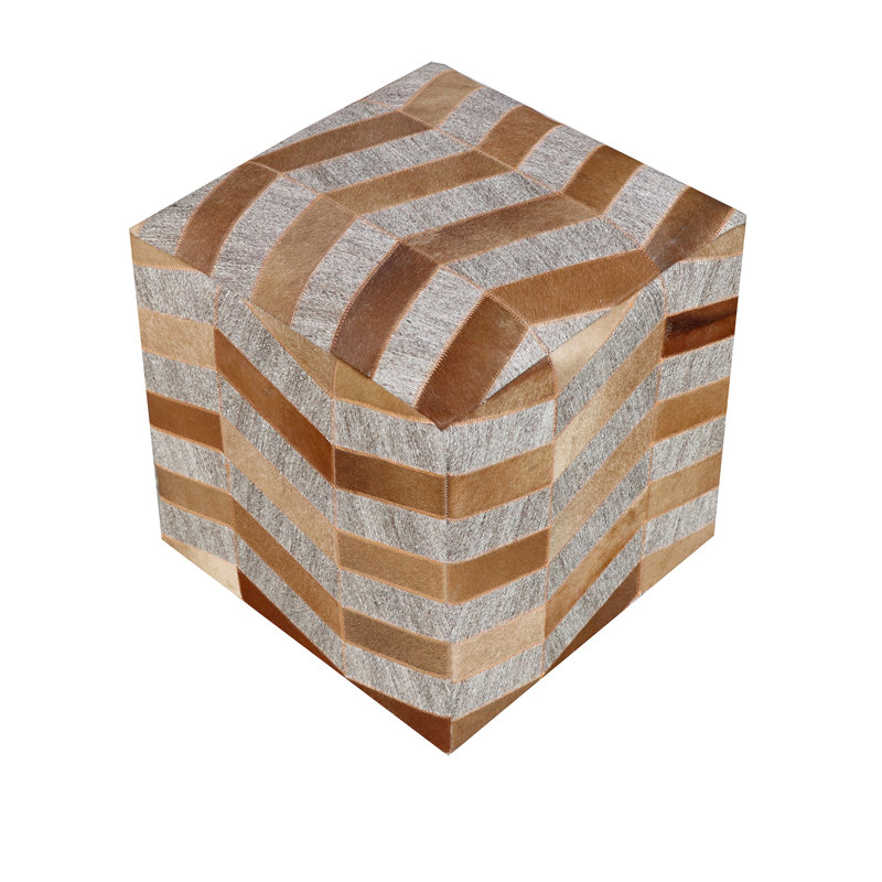 Zeppelin Upholstered Pouf, Gray/Rust