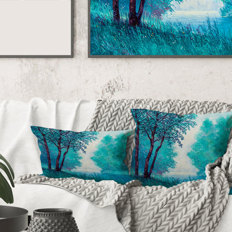 Coussin imprimé Blue Tree, 16" x 16"