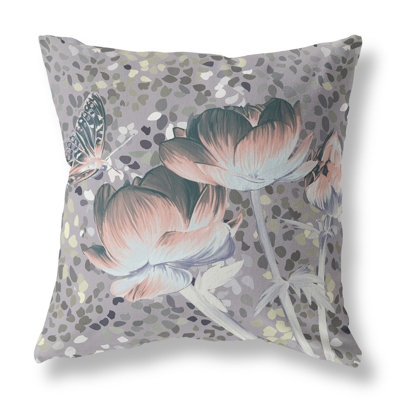 Coussin décoratif intérieur floral 26 "X 26" Indigo