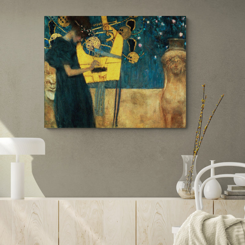 The Music by Gustav Klimt - Wrapped Canvas Painting, 41cm H x 61cm W