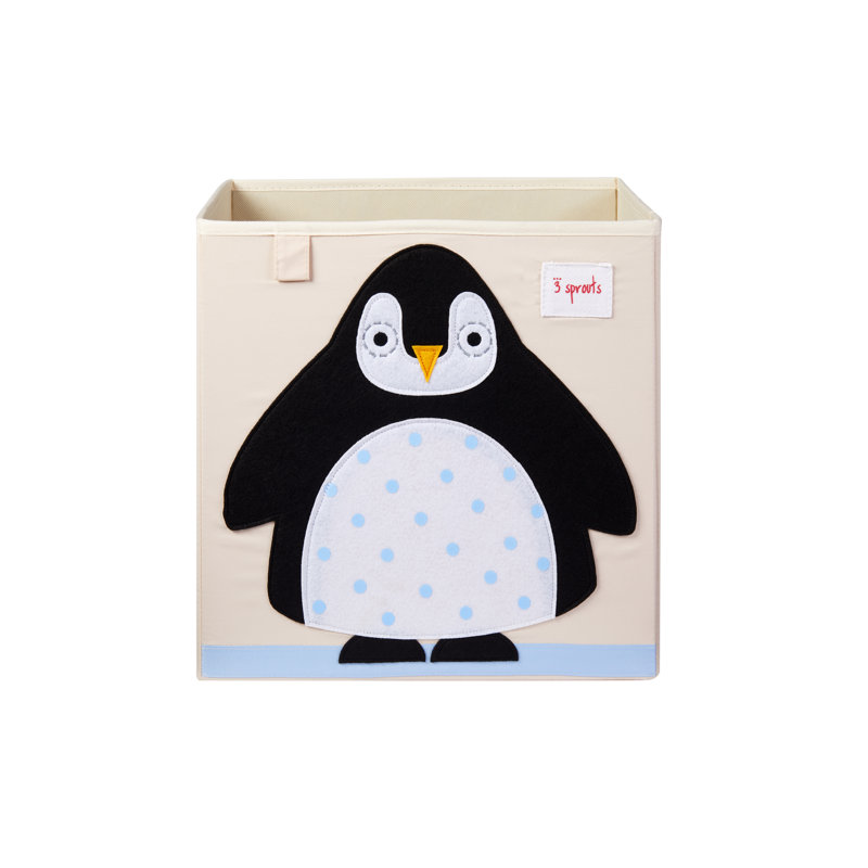 Arctic Penguin Foldable Beige Fabric Storage Cube