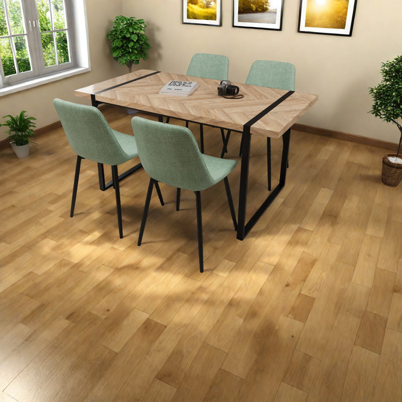 Ensemble de table de salle à manger moderne en bois avec base en métal pour la cuisine
