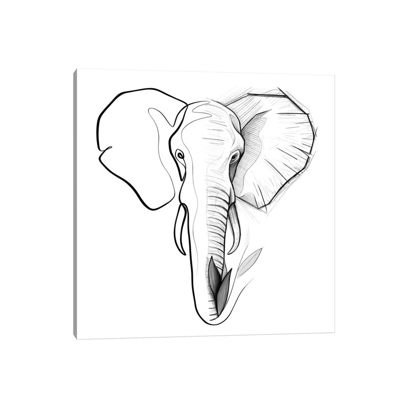 «Distinct Elephant» par Dane Khy, reproduction d'art sur toile tendue, H 12 po x l 12 po x P 0,75 po