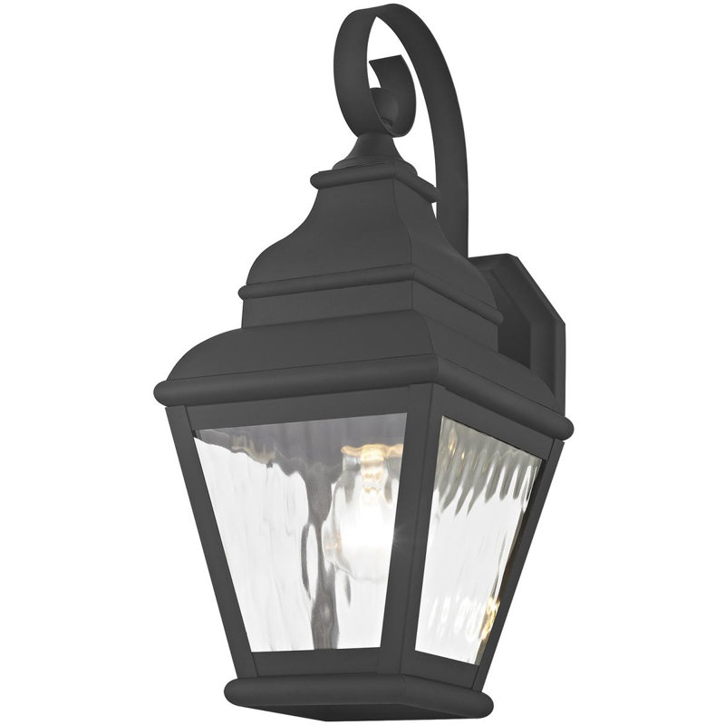 6.5 inch Outdoor Wall Lantern Pendant with Clear Water Glass Shade, Black