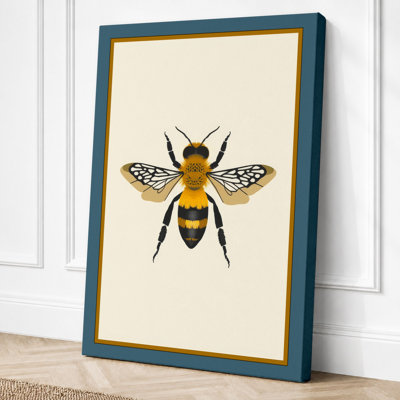 Detailed Bee Study Botanical - Wrapped Canvas