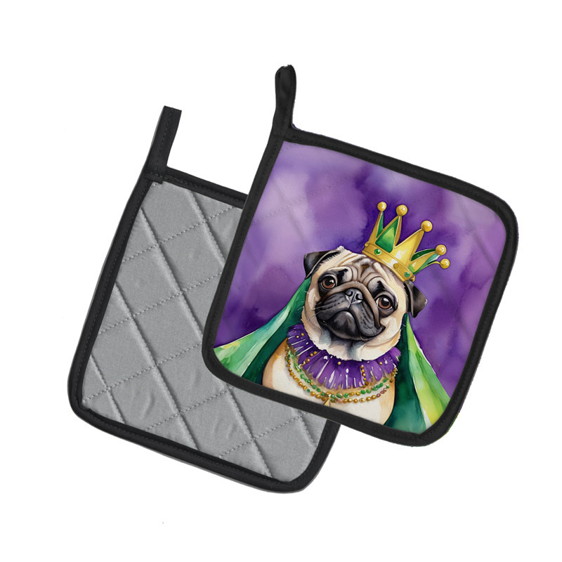 Pug King of Mardi Gras - paire de poignées