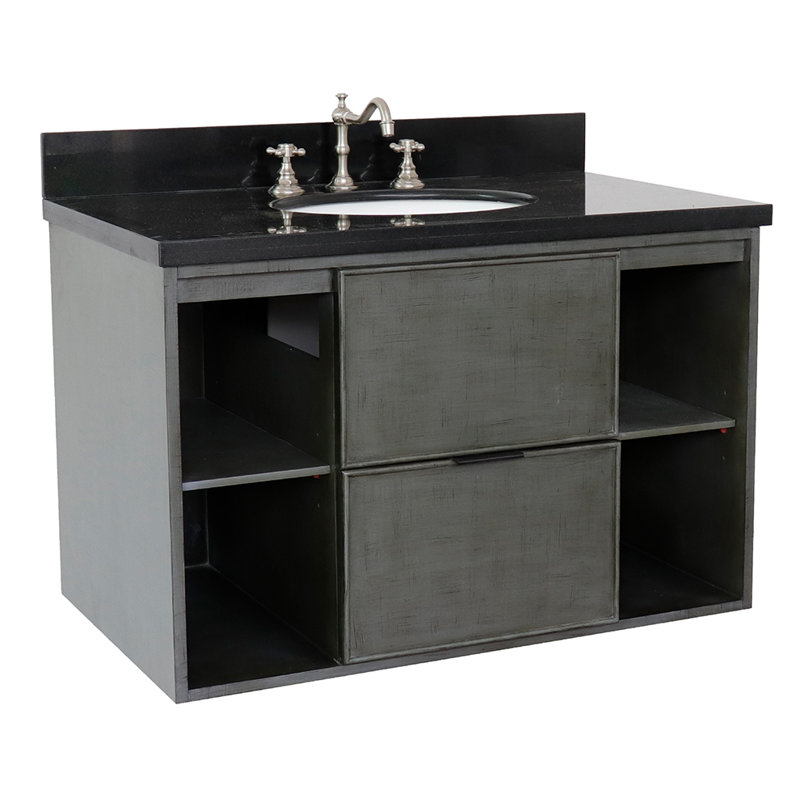 Meuble-lavabo mural simple 37 po, Noir galaxie