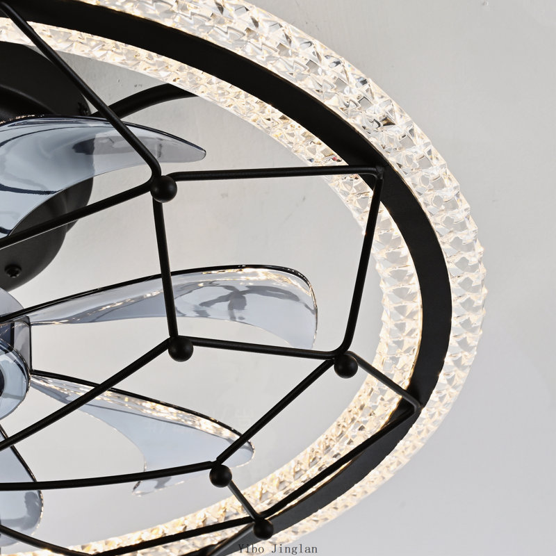 Ventilateur de plafond industriel de style ferme avec cage, télécommande, 6 vitesses et éclairage DEL 3 couleurs