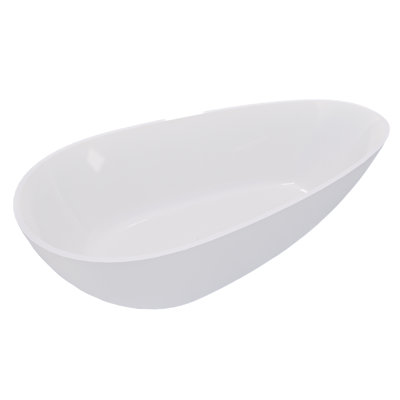 59" Freestanding Solid Surface Handcrafted Soaking Bathtub with Overflow and Pop-up Drain