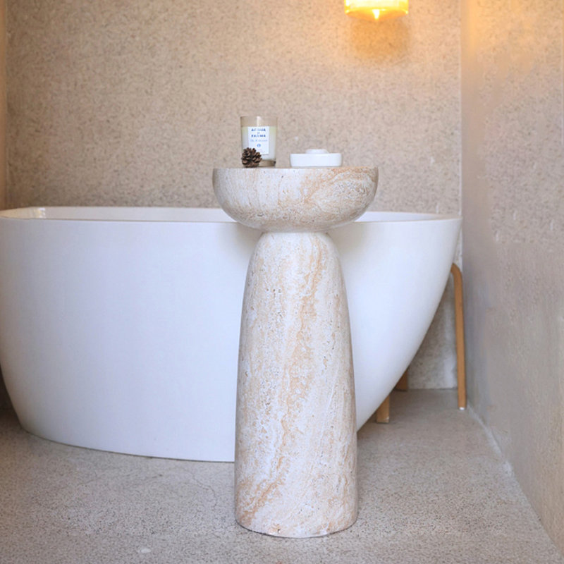 Table d'appoint de patio en pierre naturelle