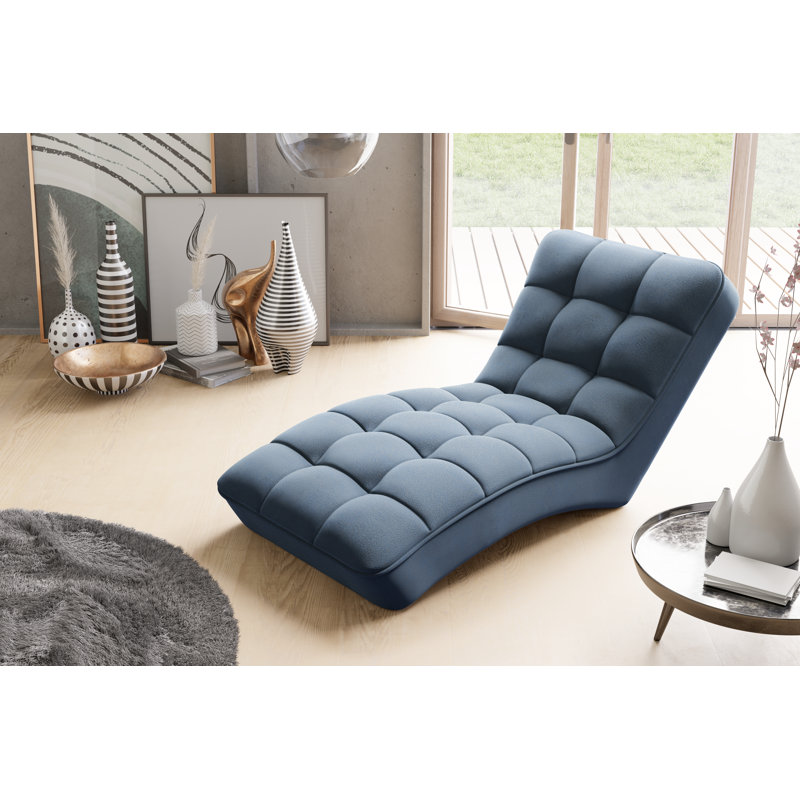 Frenette Upholstered Chaise Lounge, Blue