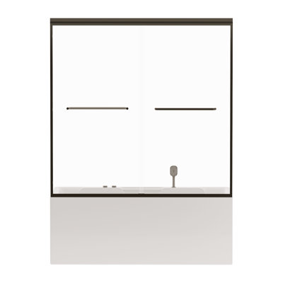 56"-60" W x 58" H Double Sliding Bathtub Shower Door, Semi-Frameless Bypass Tub Door, 1/4" (6mm) Tempered Glass with Explosion-Proof Film, Adjustable Aluminum Alloy Frame