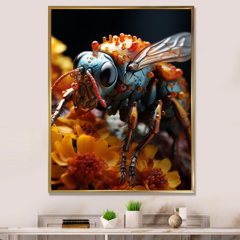 Calvey Animal Insectes Bugs National II - reproduction sur toile, H 32 po x l 24 po x P 1 po, Cadre flottant doré