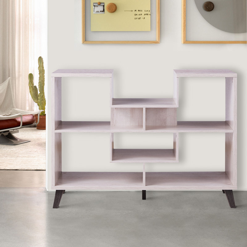 Gabreilla Geometrical White Oak Standard Rectangle Console Table with Storage